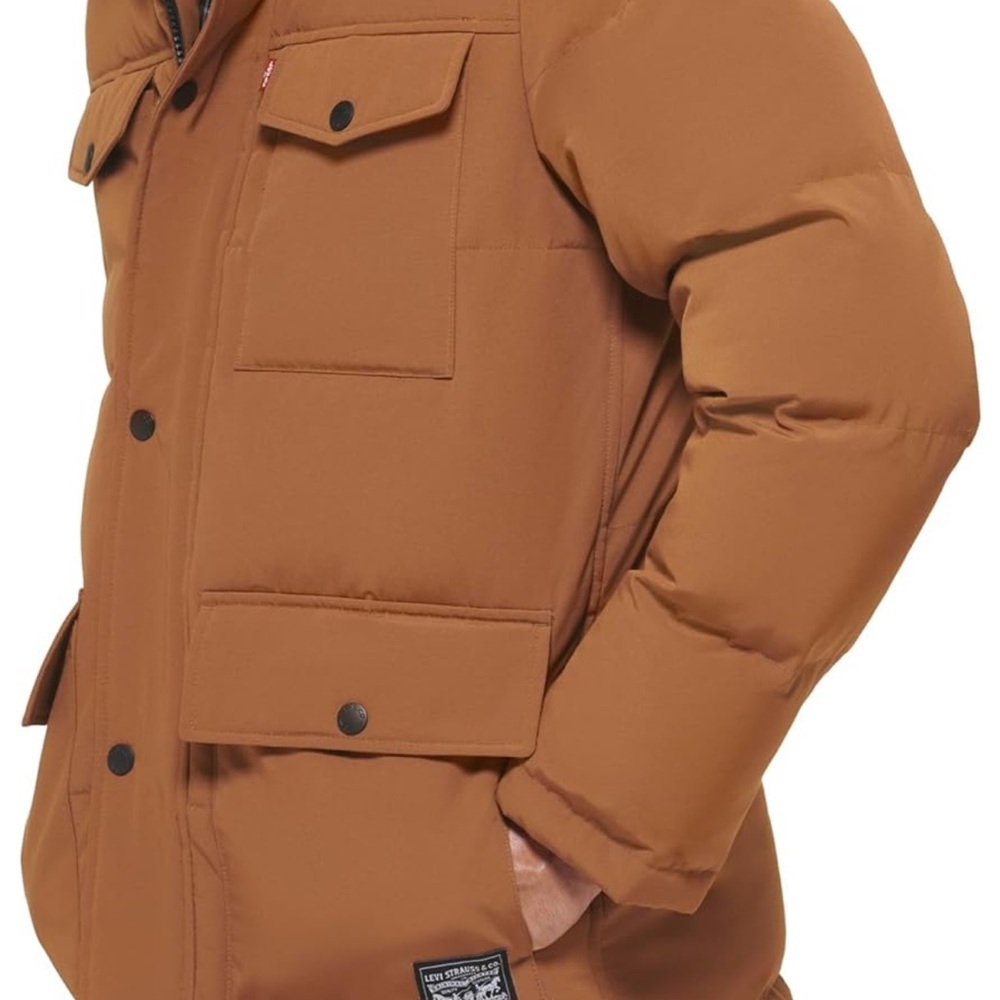 Levi's Quilted Brown Puffer Jacket for Cold Weather